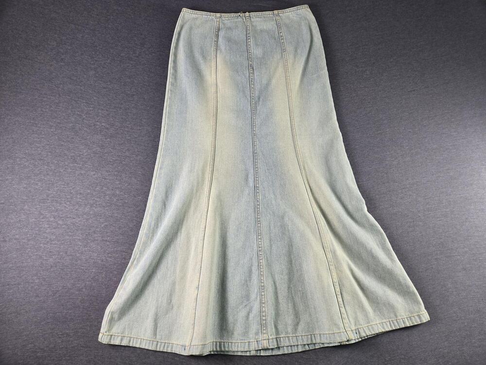 Vintage Jeanology Jean Skirt Womens 10 Blue Y2K Low Rise Flare Denim